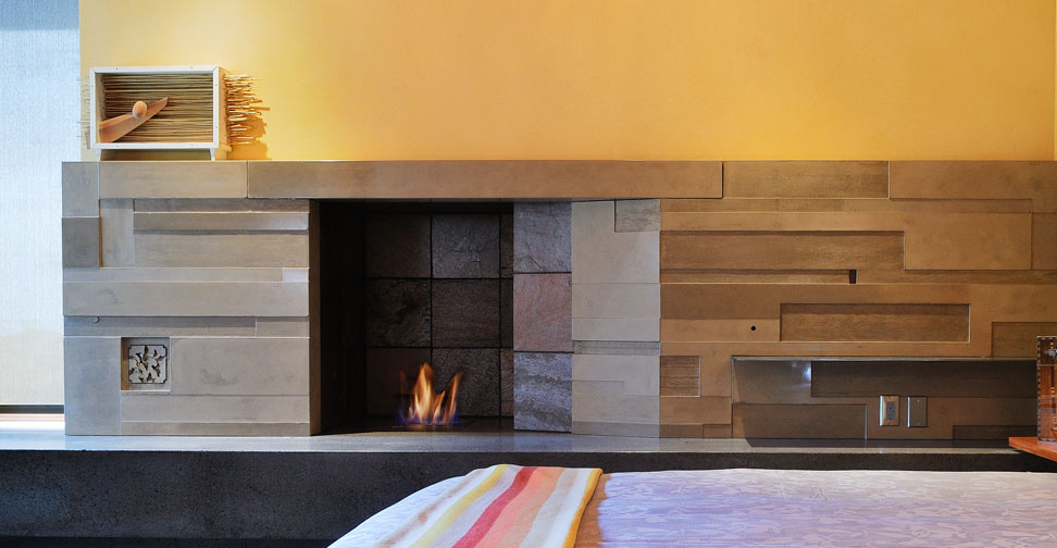 3-D Concrete Fireplace Surround by Fu-Tung Cheng | Concrete Exchange