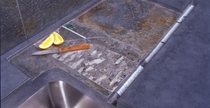 Concrete Countertop with Tile Mosaic by Fu-Tung Cheng | Concrete Exchange