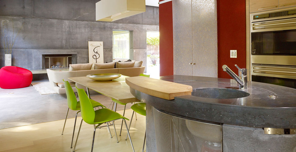 Concrete kitchen island and concrete countertops, House 6 by Fu-Tung Cheng, Cheng Design | Concrete Exchange