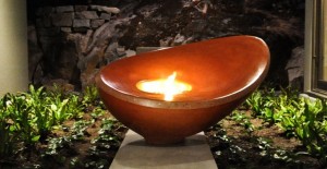 Outdoor sculptural concrete firebowl by Sticks + Stones, Yves St. Hilaire | CHENG Concrete Exchange