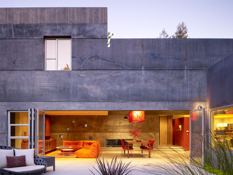 Exterior View of House 6 in Menlo Park, CA at Dusk - Project by Fu-Tung Cheng | Concrete Exchange