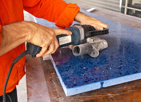 Polishing Recycled-glass Concrete Countertop