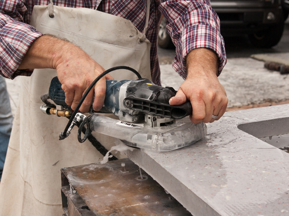 Cut/Clear Step 2.1 - Terrazzo Concrete Countertops | CHENG Concrete Exchange