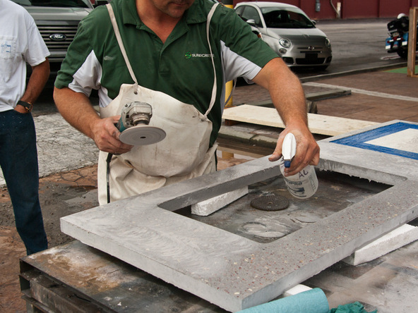 Polish/Densify Step 2.2 - Terrazzo Concrete Countertops | CHENG Concrete Exchange