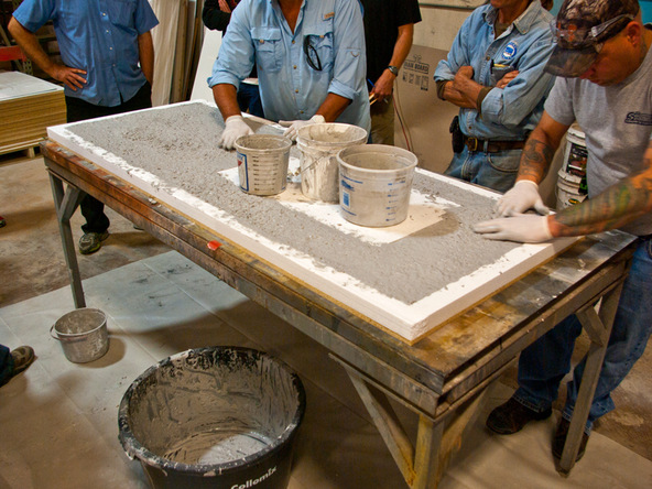 Pouring Step 2.2 - Terrazzo Concrete Countertops | CHENG Concrete Exchange