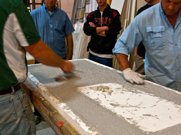 Pouring Step 3.2 - Terrazzo Concrete Countertops | CHENG Concrete Exchange