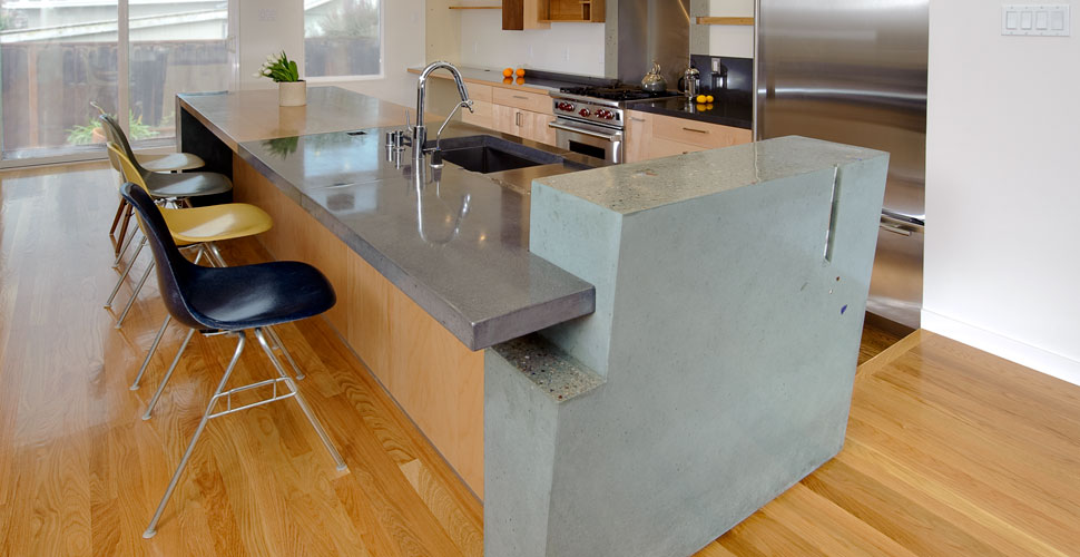 Concrete Kitchen Island And Countertop, Kitchen Island With Concrete Counter