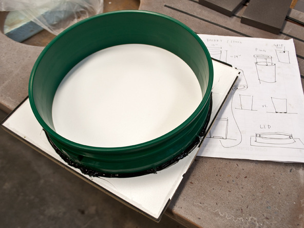 Step 4.2, Attach the Lid Form to a Baseboard - 5-Gallon Bucket Storage Stool D-FRC | CHENG Concrete Exchange