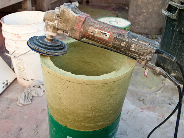 Step 3.1, Grind and Polish - 5-Gallon Planter | CHENG Concrete Exchange