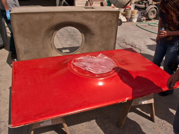 Fabric Formed Concrete Fire Table - Demolding | CHENG Concrete Exchange