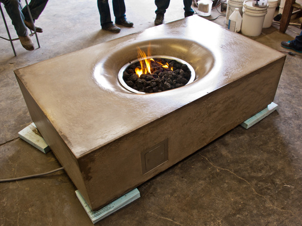 Fabric Formed Concrete Fire Table - Finished Fire Table
