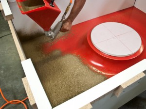 Spraying and Backing Step 2.1 - Fabric Formed Concrete Fire Table | CHENG Concrete Exchange