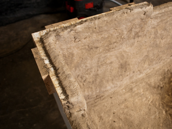 Spraying and Backing Step 4.2 - Fabric Formed Concrete Fire Table | CHENG Concrete Exchange