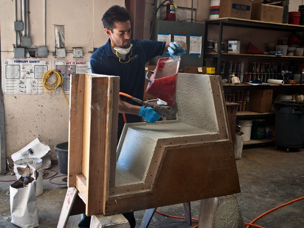 Spraying and Casting Step 4.1 - Greenbrae Chair | CHENG Concrete Exchange