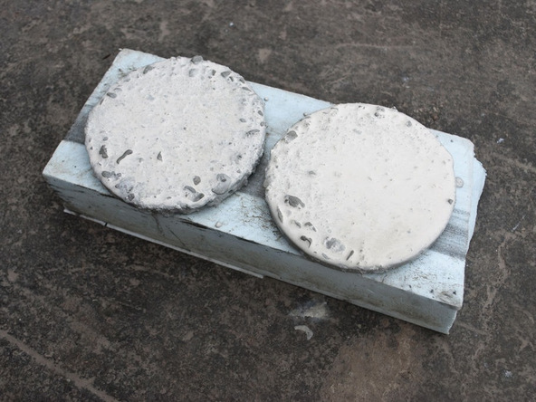 Step 3.2, Cast and Vibrate Concrete - Concrete Coasters | CHENG Concrete Exchange