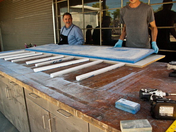 Grinding and Demolding Step 3.3 - Recycled Glass Countertops | CHENG Concrete Exchange