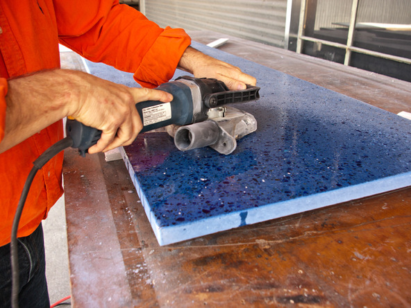 Polishing Step 2.3 - Recycled Glass Countertops | CHENG Concrete Exchange