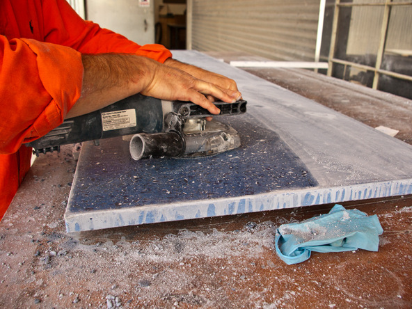 Polishing Step 3.1 - Recycled Glass Countertops | CHENG Concrete Exchange