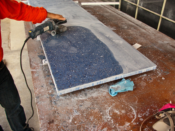Polishing Step 3.2 - Recycled Glass Countertops | CHENG Concrete Exchange