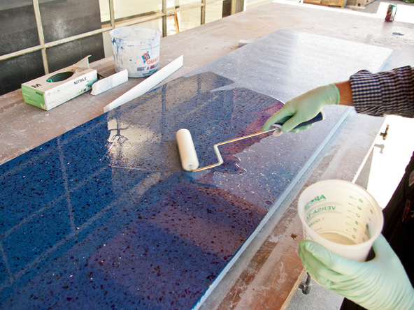 Sealing Step 4 - Recycled Glass Countertops | CHENG Concrete Exchange