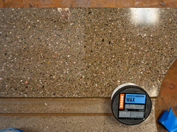 Before and after of concrete countertop wax | CHENG Concrete Exchange