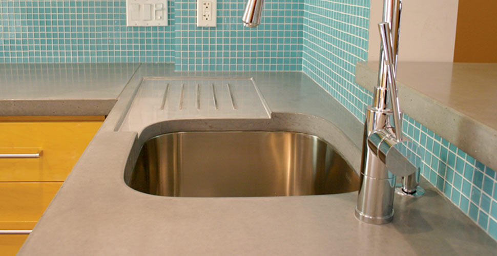 Concrete Countertop with Integral Drainboard by Dale Blayone