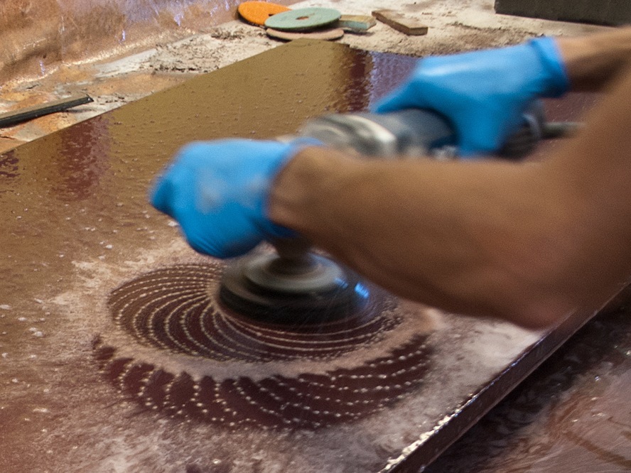 Polishing concrete countertop