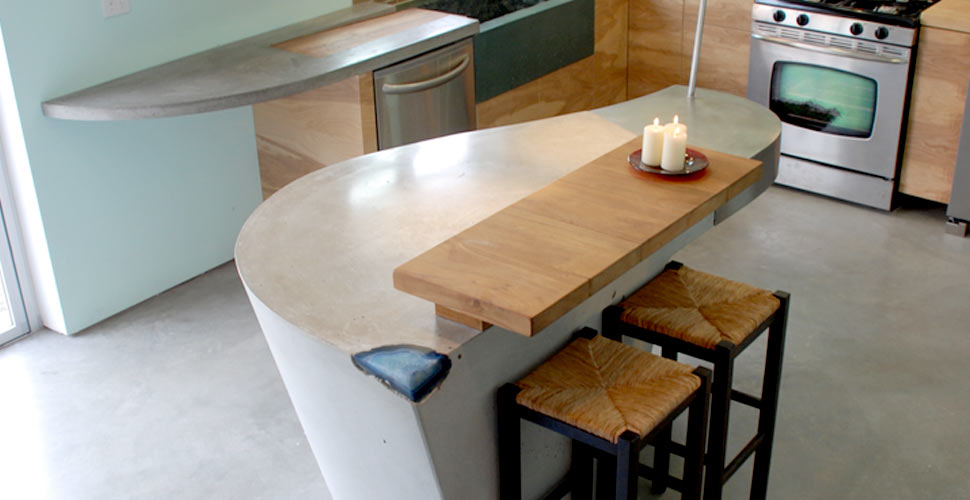 Concrete Kitchen Countertop With Wood, Concrete Kitchen Island Images