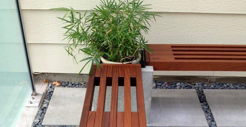 Concrete and Wood Planter and Bench by Thomas Roa | Concrete Exchange