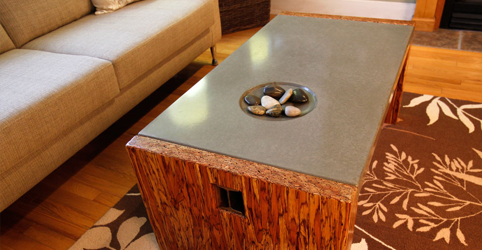 Concrete Coffee Table Top with Wood and Steel Frame by Yves St, Hilaire | Concrete Exchange