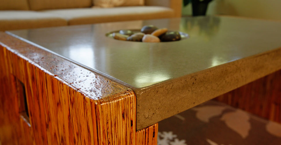 Concrete Coffee Table Top with Wood and Steel Frame by Yves St, Hilaire | Concrete Exchange