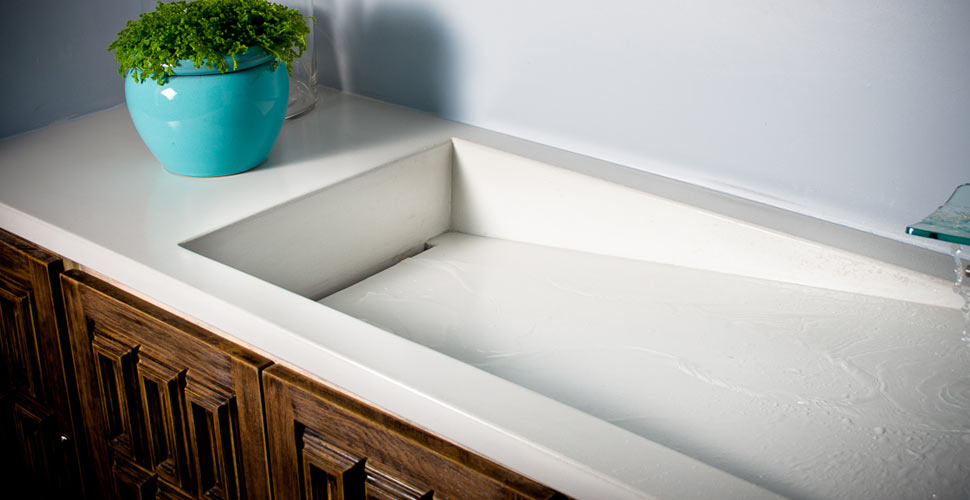 White Glass Fiber Reinforced Concrete Ramp Sink by Brian Sieffert | Concrete Exchange