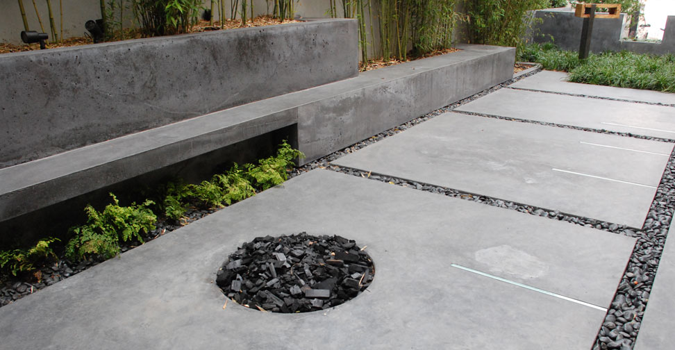 Outdoor Concrete Patio, Planter and Bench by Brian McLean | Concrete Exchange