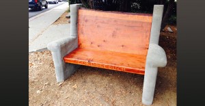 Fabric formed concrete and wood couch by CurDog Designs, Oakland, CA | CHENG Concrete Exchange