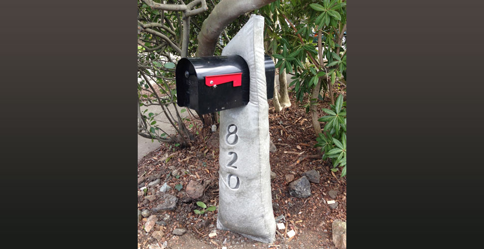 Fabric formed concrete mailbox post by CurDog Designs, Oakland, CA | CHENG Concrete Exchange