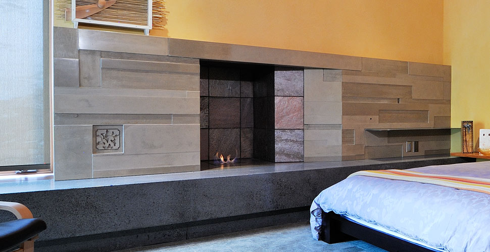 Custom Concrete Fireplace in Sun Valley, ID by Fu-Tung Cheng | Concrete Exchange