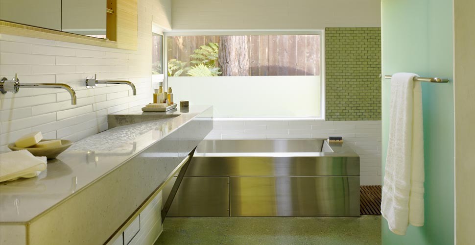 Crackle Tile Ramp Sink and Concrete Countertop by Fu-Tung Cheng | Concrete Exchange