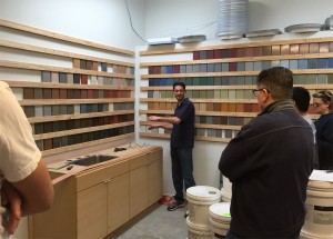 Clay beginning the concrete countertop templating discussion