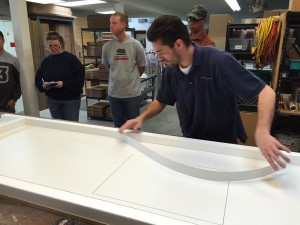 Clay adhering Edge Form Liner to Concrete Countertop Forms