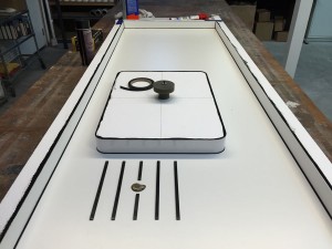 The concrete countertop mold is ready to have concrete added in | CHENG Concrete Exchange