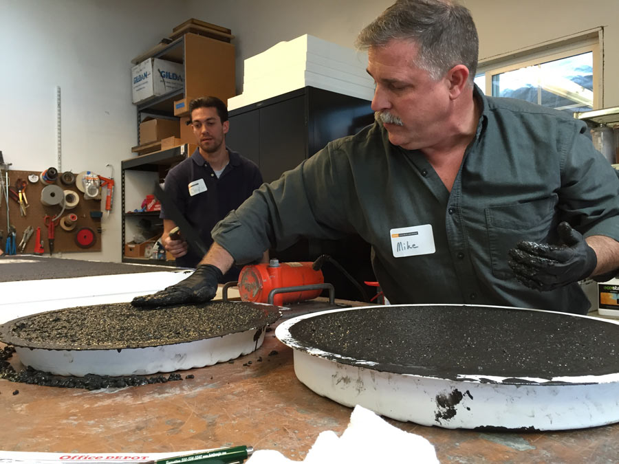 Adding the leftover concrete in to concrete stepping stone molds | CHENG Concrete Exchange