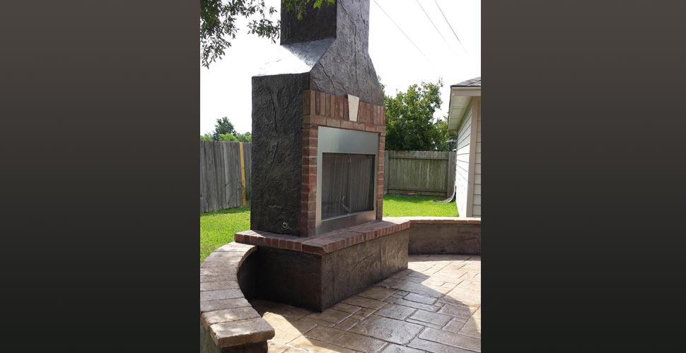 Outdoor Concrete Fireplace - Stamped Artistry | Concrete Exchange