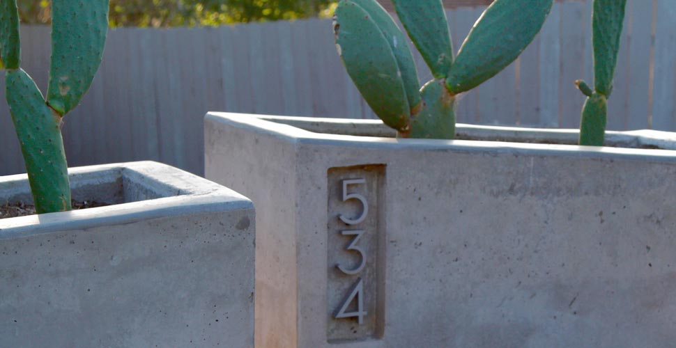 Concrete Planter with House Numbers, eleven39 design, Leucadia, CA | Concrete Exchange