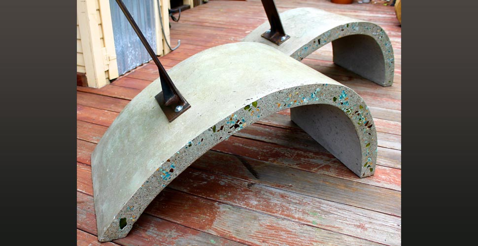 Concrete Chairs with Metal Back, eleven39 design, Leucadia, CA | Concrete Exchange