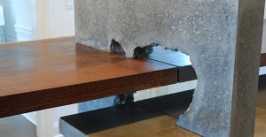 Close up of Void Detail for Concrete and Wood Table by Solid and Void Design | CHENG Concrete Exchange