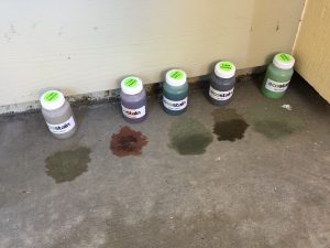Surecrete Ecostain samples being tested to help decide a color