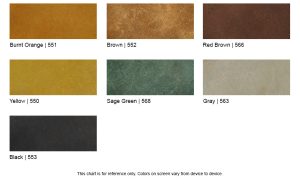 Westcoat SC-36 Color Chart