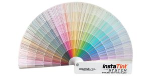 Concrete Paint Sealer Fan Deck showing the colors for the Duravel InstaTint System