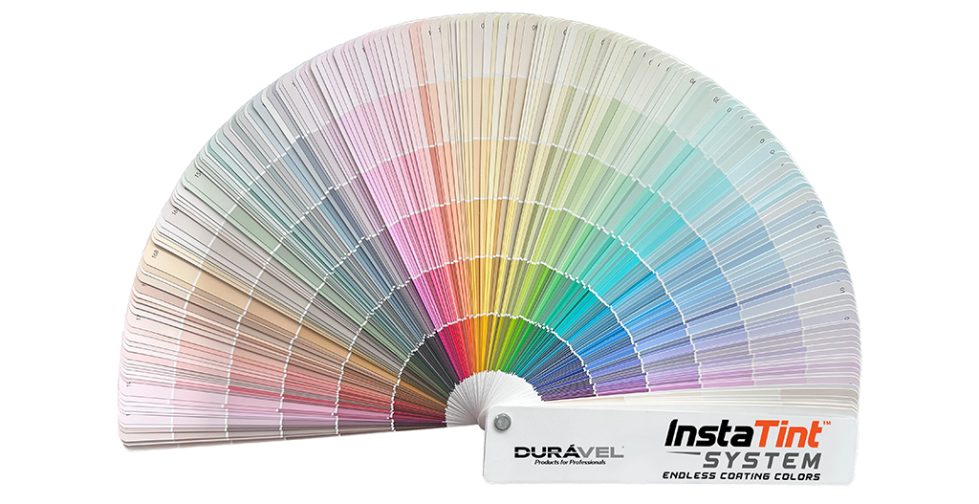 Concrete Paint Sealer Fan Deck showing the colors for the Duravel InstaTint System